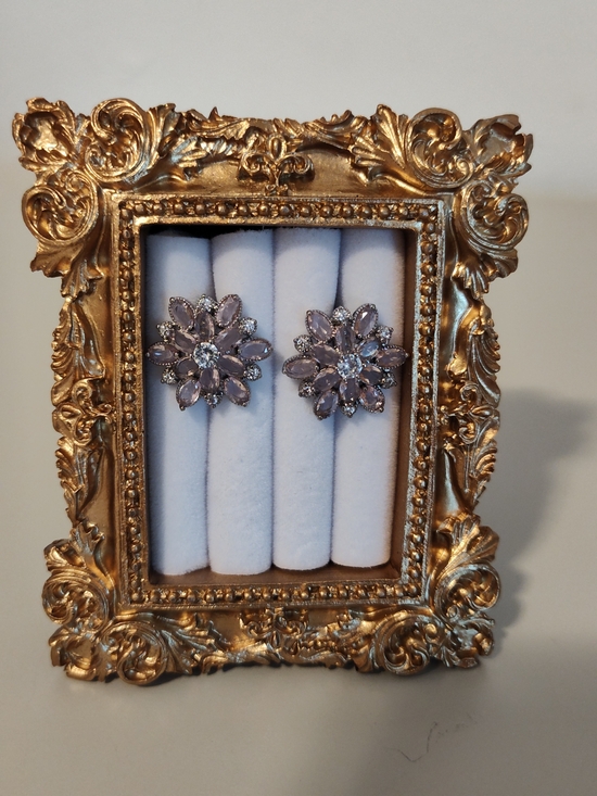 Jewelry - Floral Crystal Statement Earrings in Light Pink and Clear